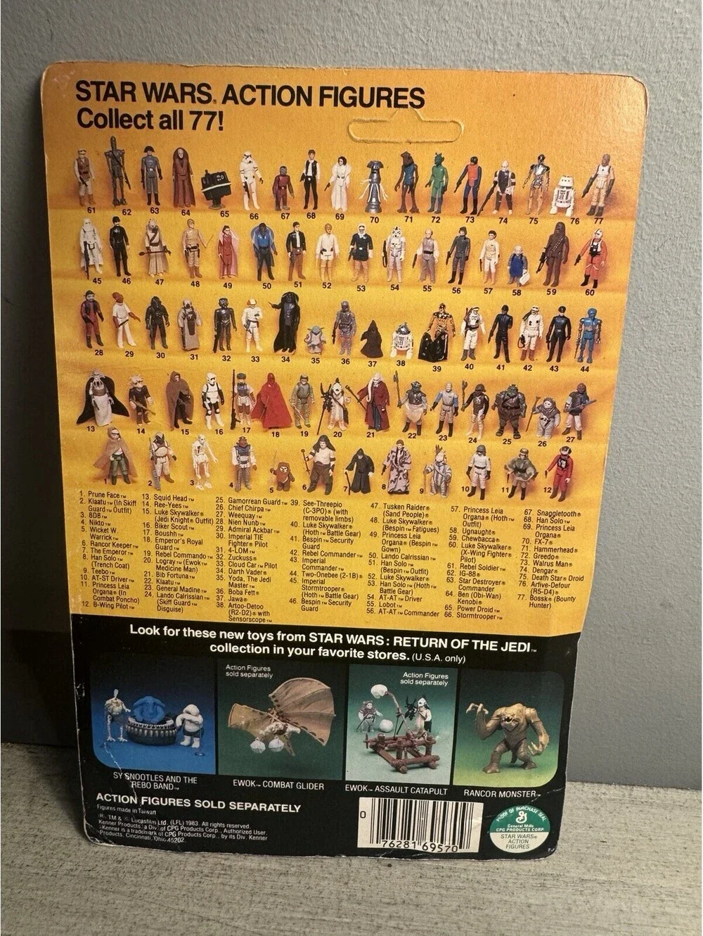 Vintage Star Wars ROTJ Wicket W Warrick Kenner 77 Back Carded Ewok Figure
